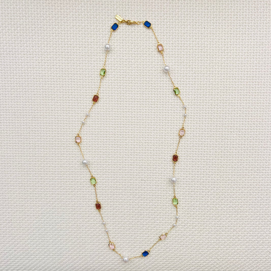 GEMSTONE + PEARL HAT CHAIN